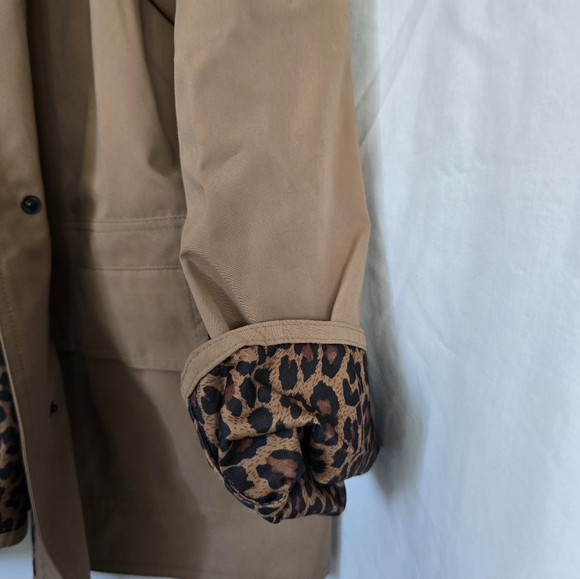 Women's Dennis Basso Camel Tan Jacket with Leopard Print Lining XL - Picture 3 of 8